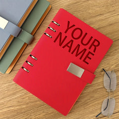 Personalized A5 PU Leather Notebook Embossed Name Glossy Finish 5 Colors