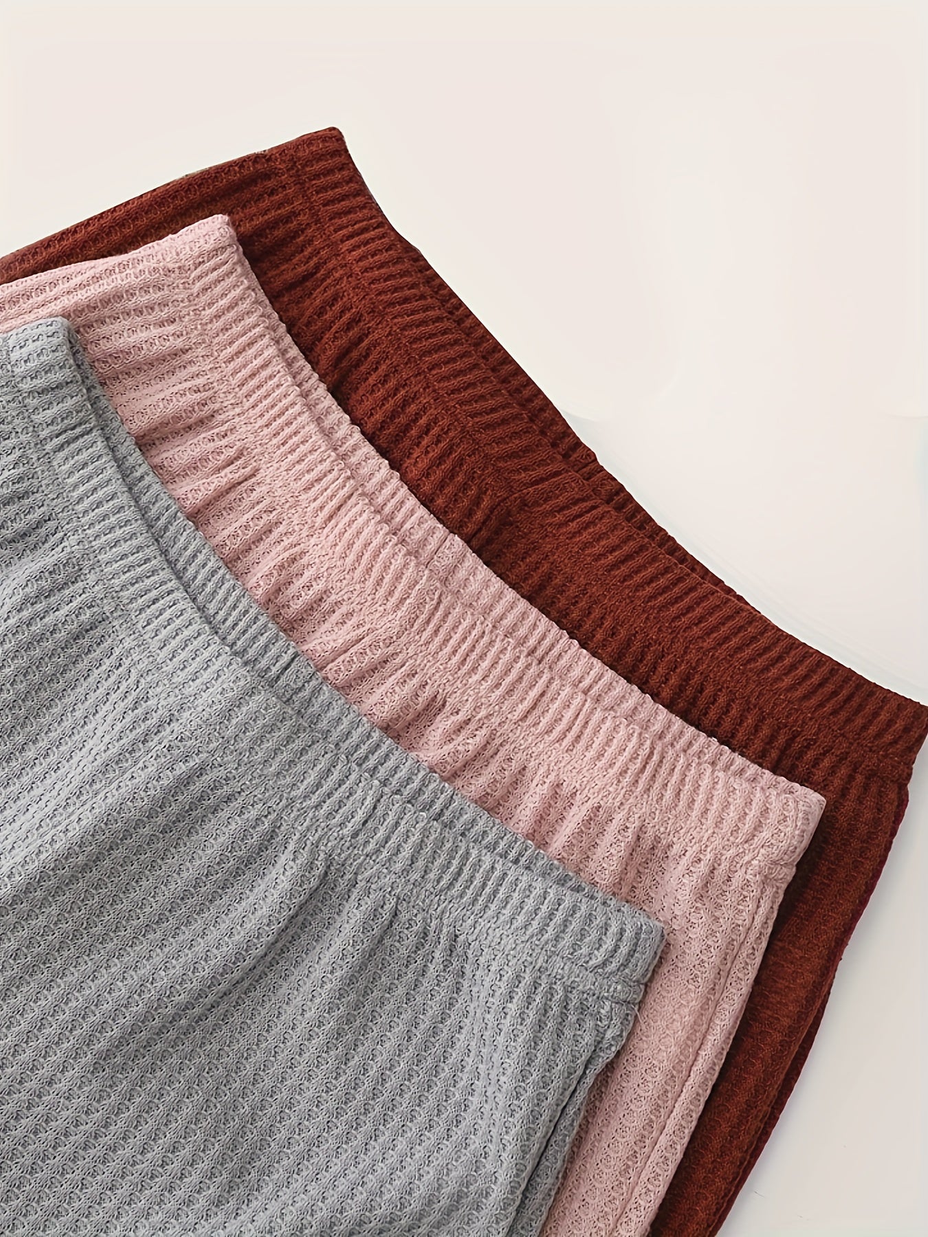 3-Piece Waffle Lounge Set Sleeveless Top & Elastic Pants
