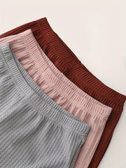 3-Piece Waffle Lounge Set Sleeveless Top & Elastic Pants