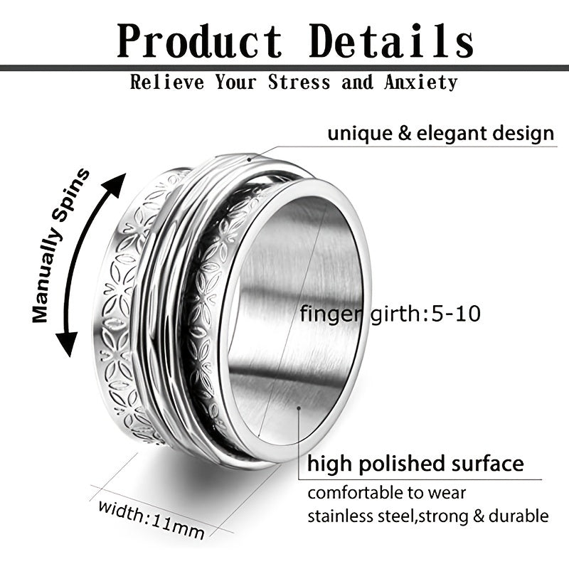 Punk Stainless Steel Butterfly Anxiety Ring Unisex Fidget Spinner Ring