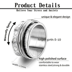 Punk Stainless Steel Butterfly Anxiety Ring Unisex Fidget Spinner Ring