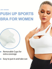 Women's Push Up Sports Bra Yoga Workout Crop Top Halter Cutout Tank