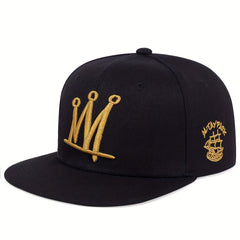 Golden Crown Embroidery Snapback Hat Lightweight Baseball Cap Adjustable Golf