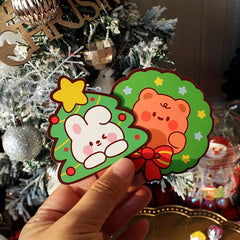 50pcs Mixed Christmas Candy Cards DIY Lollipop Holder Cartoon Animal Paper Clips