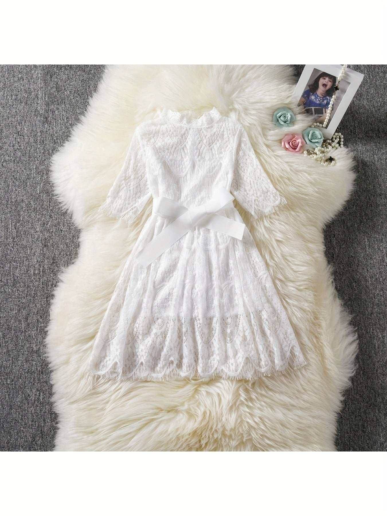 Kid Girls' Lace Dress Embroidery Dance Party Dress