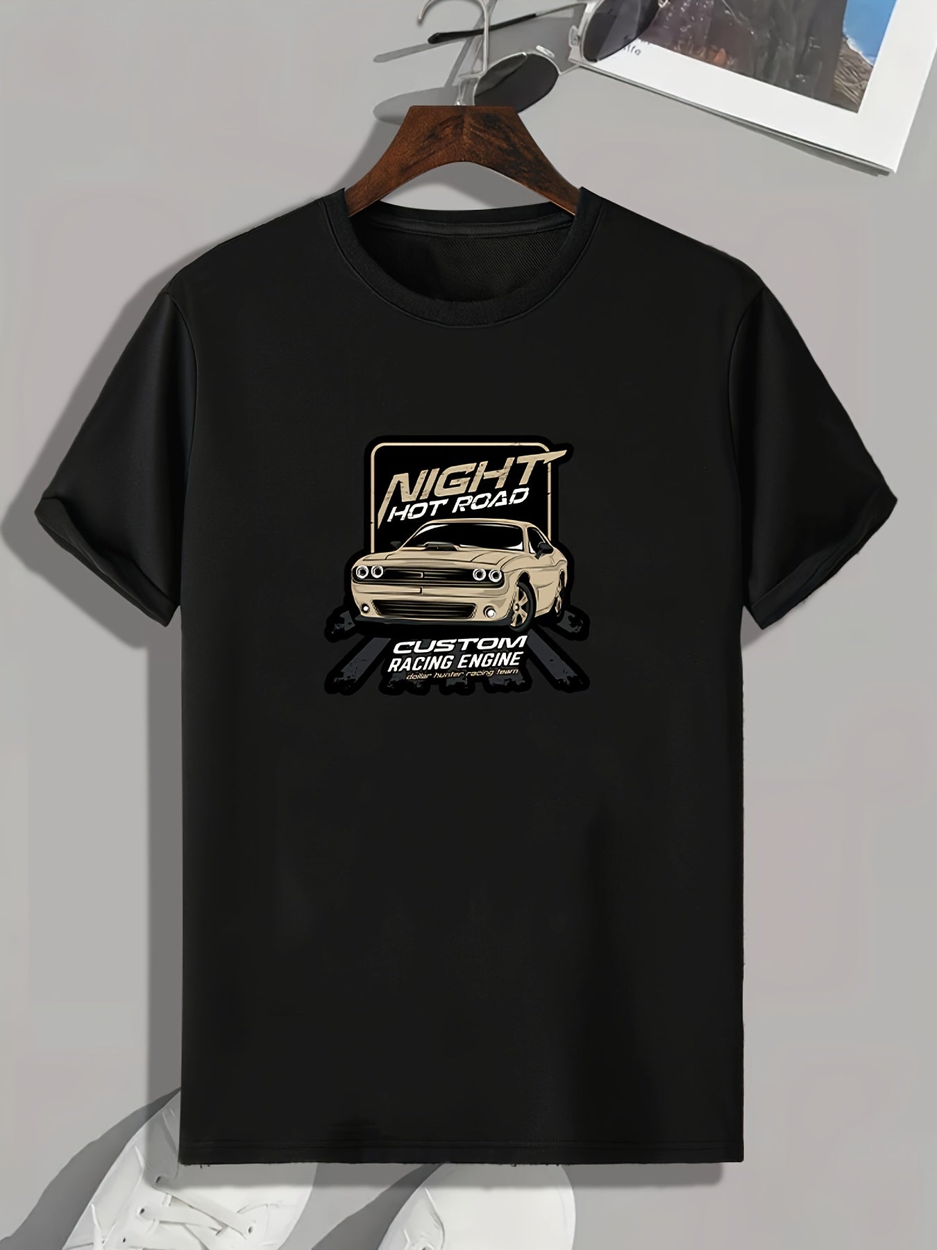 Car Pattern Print Men's Sports T-shirt for Fitness