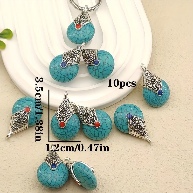10pcs Vintage Turquoise Necklace Pendants For Jewelry Making