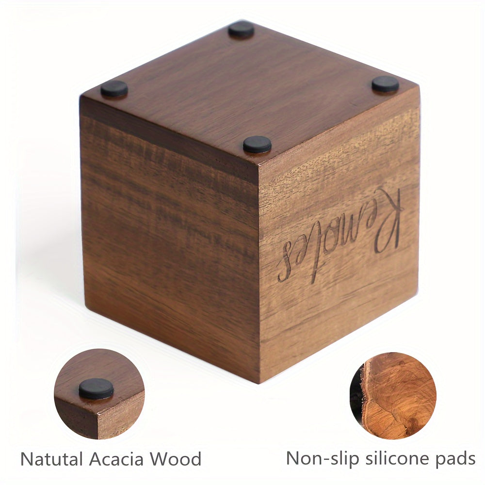 Wooden Remote Control Stationery Storage Box for Household Organization