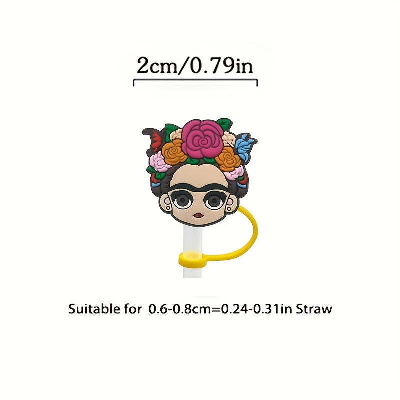 6pcs Silicone Straw Cap Cartoon Series Cup Decoration