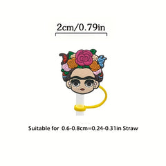 6pcs Silicone Straw Cap Cartoon Series Cup Decoration
