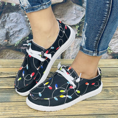 Women's Christmas Lights Pattern Sports Shoes Lightweight Walking Shoes