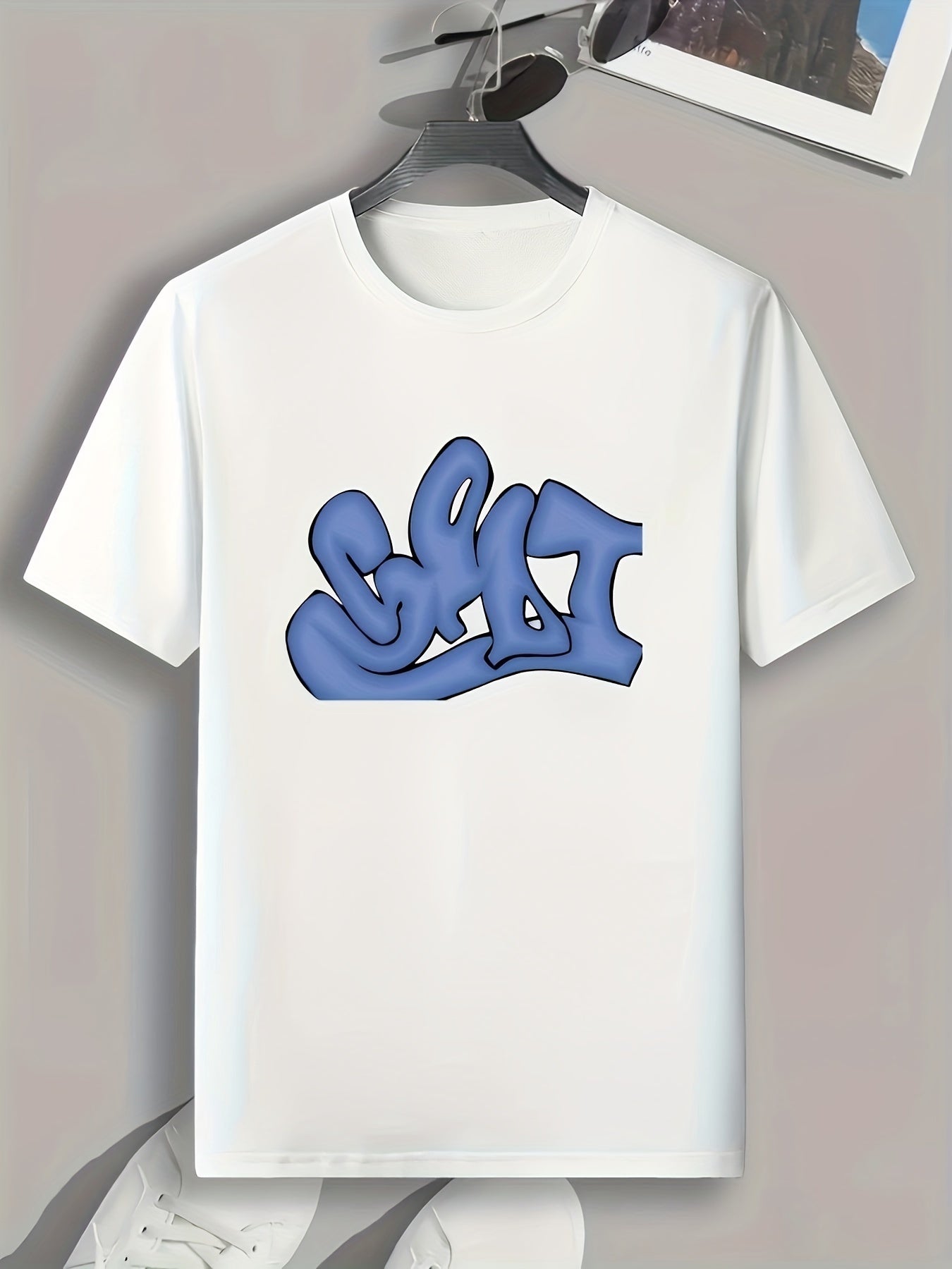 Abstract Letter Print Men's Sports T-shirt Graphic Tee