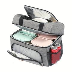 Large Capacity Insulated Picnic Bag Double Layered Shoulder & Handheld