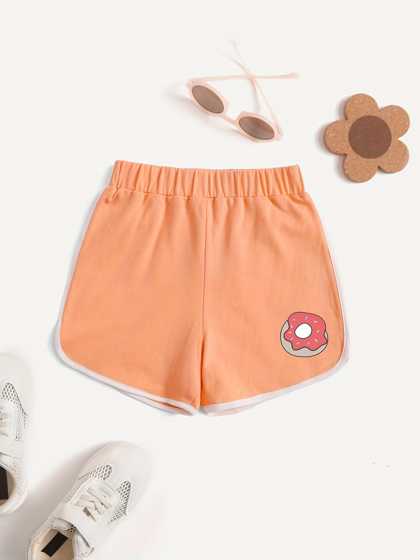Girls ''Eggs'' Graphic Active Running Short Summer Athletic Shorts Kids Pleated