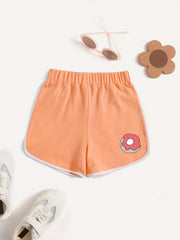 Girls ''Eggs'' Graphic Active Running Short Summer Athletic Shorts Kids Pleated