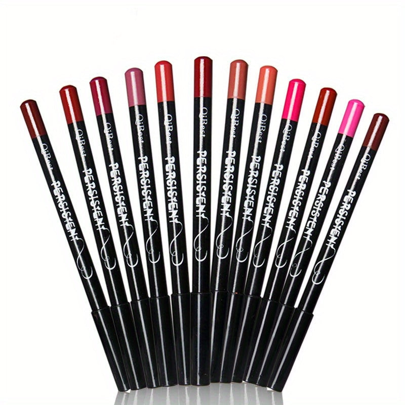 12 Colors Matte Lip Liner Pencil Set Waterproof Long Lasting Velvet Lip Liners