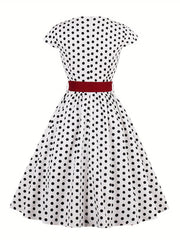 Plaid Print Cap Sleeve Swing Dress With Belt