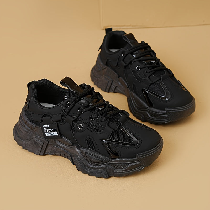 Women's Retro Platform Sneakers Lace-Up Casual Dad Shoes