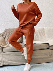 Casual Letter 2pc Set Sweatshirt & Jogger Pants Women's Outfit