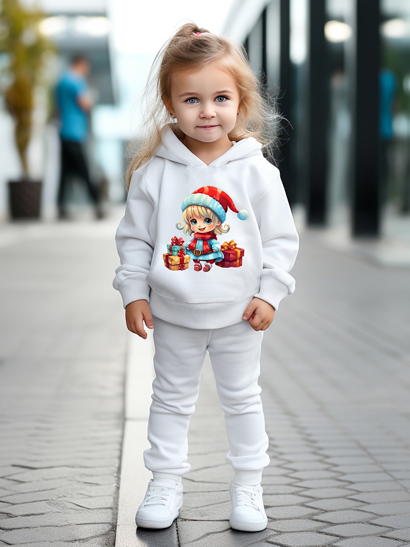 OERYUI Girls Boys 2pcs Christmas Print Hoodies Pants Set