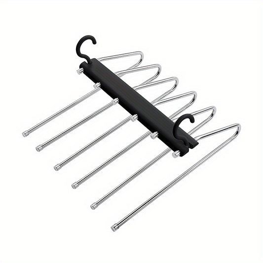 2pcs Stainless Steel Folding Pants Rack Wardrobe Storage Artifact