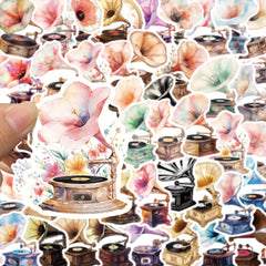 50pcs Retro Cartoon Phonograph Graffiti Stickers for Mobile Phone Skateboard