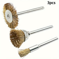 3pcs Rotary Tool Brass Wire Brush Set