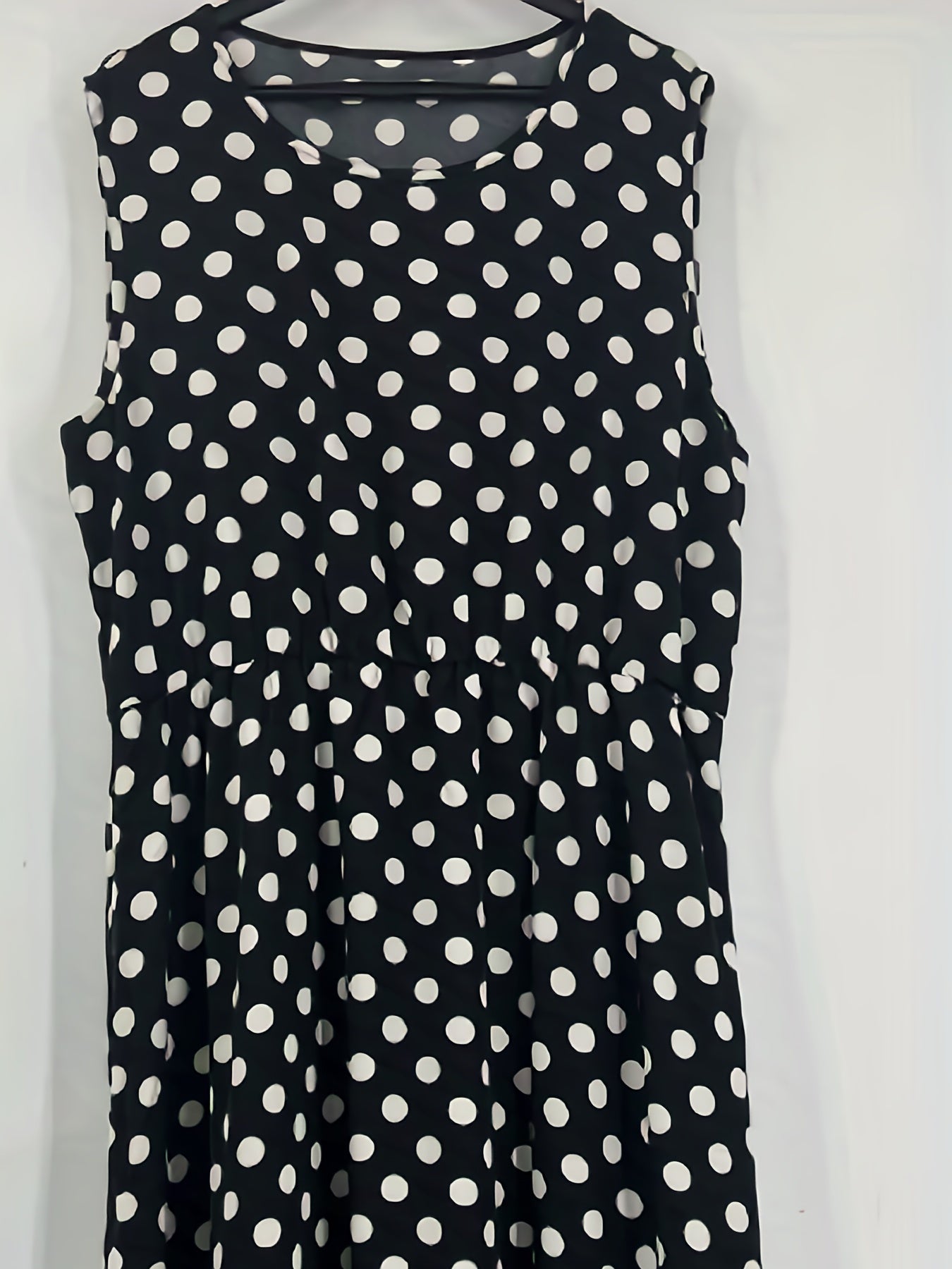 Polka Dot Print Round Neck A line Tank Dress