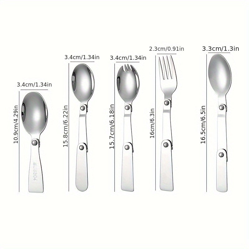 304 Stainless Steel Portable Three Fold Spoon And Fork