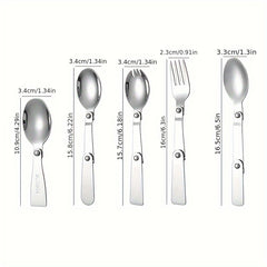 304 Stainless Steel Portable Three Fold Spoon And Fork