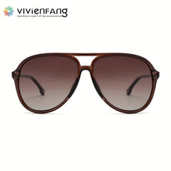 VIVIENFANG Retro Large Aviator Sunglasses Polarized Lenses