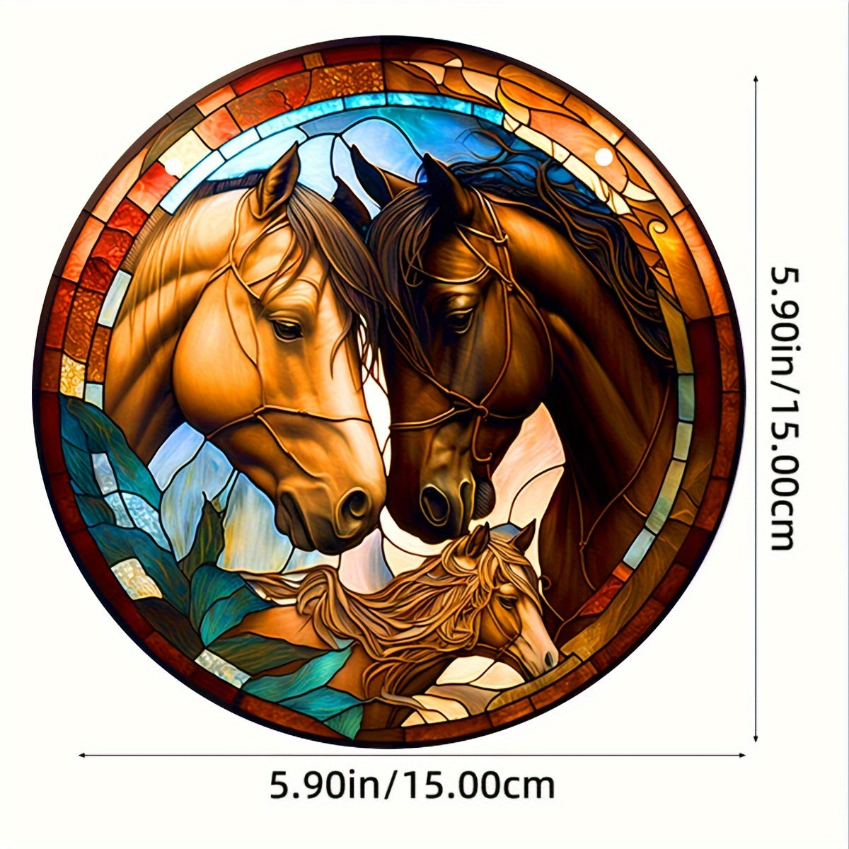 Horse Stained Glass Window Hanging Panel