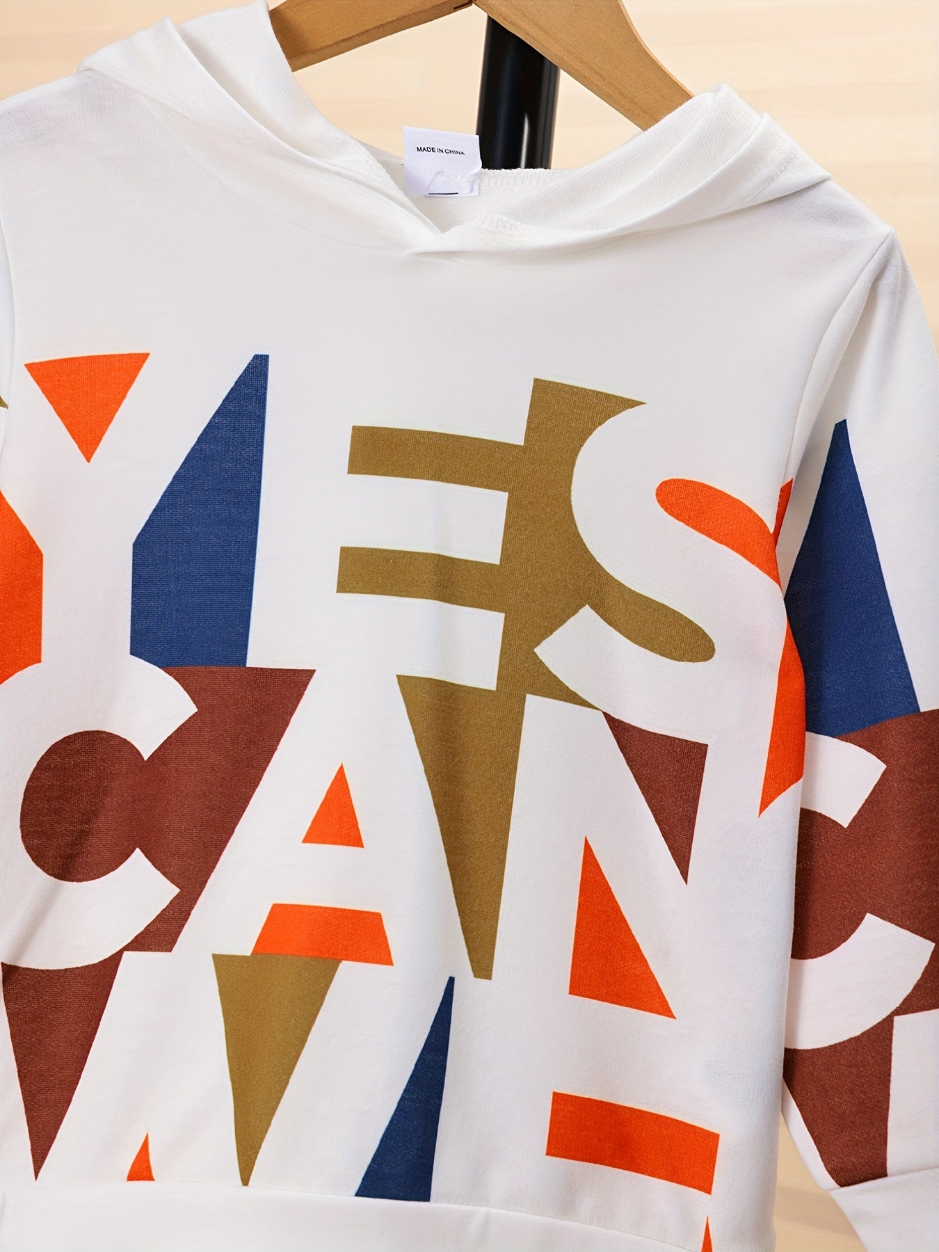 Boy's Cartoon Letters Graphic Print Hoodies