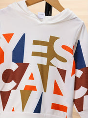 Boy's Cartoon Letters Graphic Print Hoodies