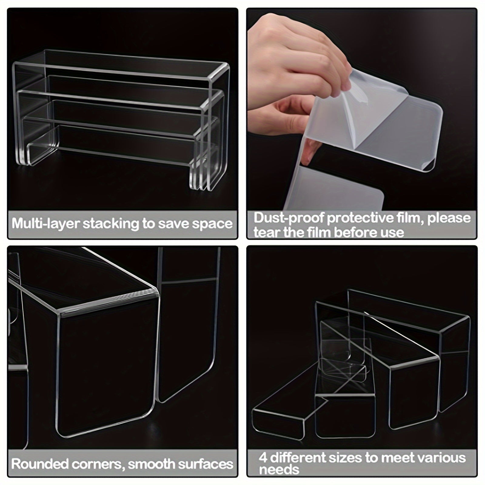 4 Layer Acrylic Display Stand for Desserts, Dolls, Cosmetics, Collectibles