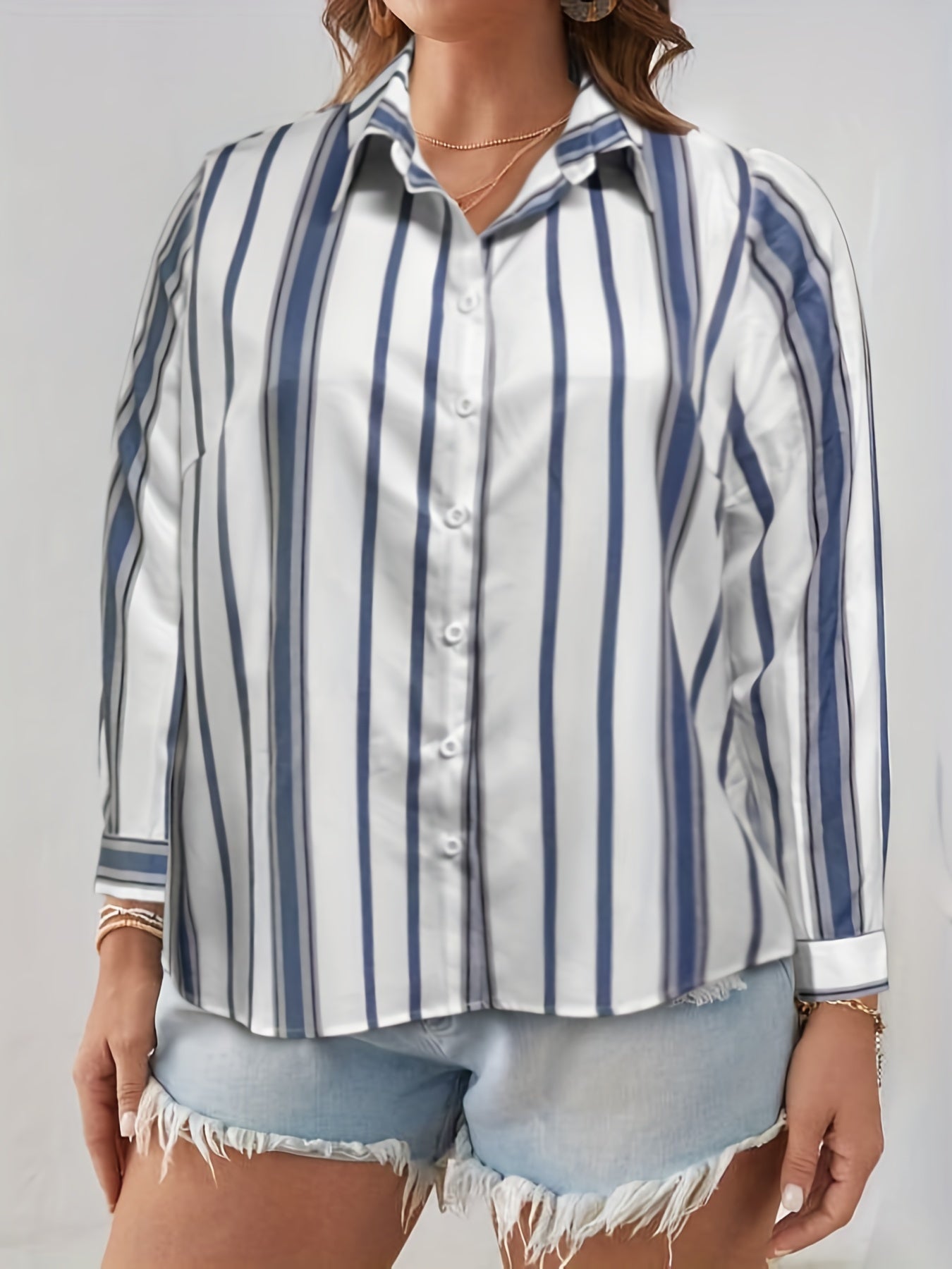 Women's Stripe Print Long Sleeve Blouse