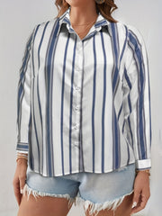Women's Stripe Print Long Sleeve Blouse