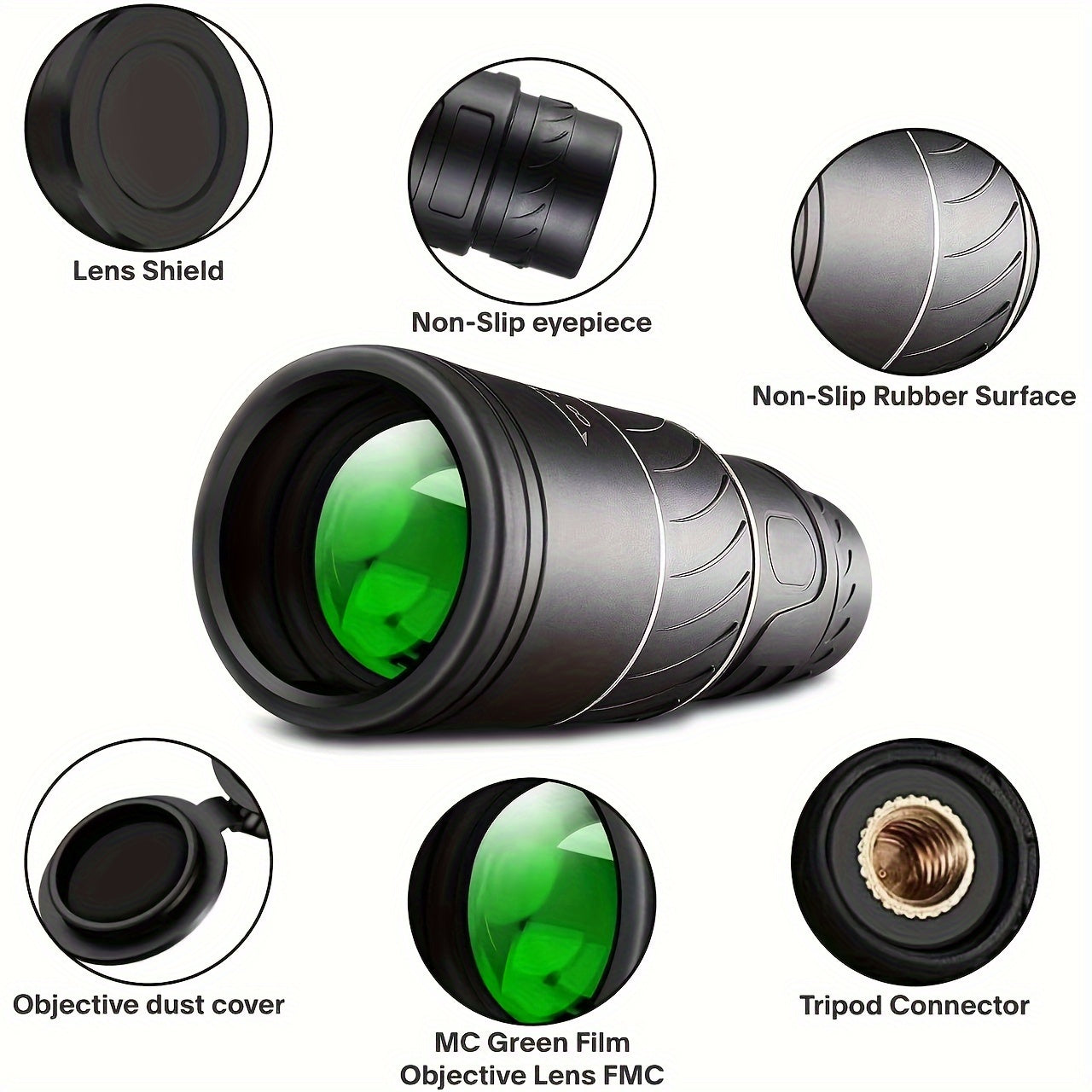 16x52 HD Monocular Wide Field View Night Camping Travel Bird Watching