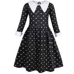 Girls Long Sleeve Button Casual Dress for Spring