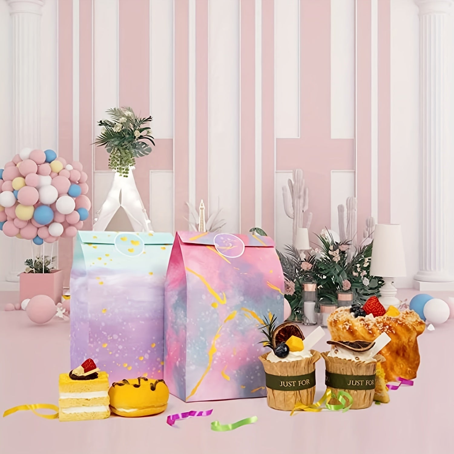 12pcs Pink Princess & Mermaid Unicorn Party Favor Bags for Girls
