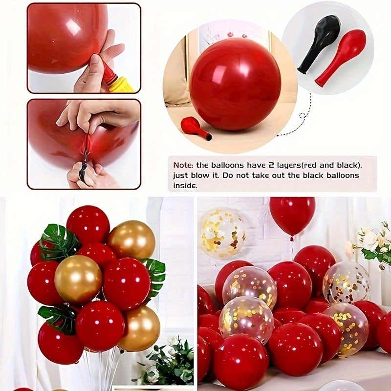 Red Golden Balloon Garland Wedding Christmas Birthday Party Decoration