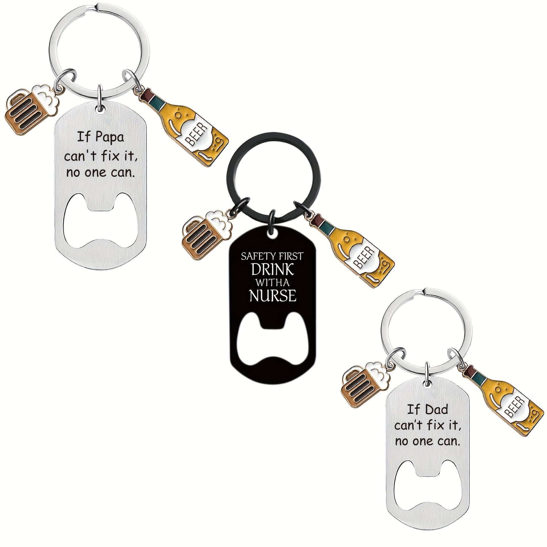 Stainless Steel Bottle Opener Keychain Wine Cup Pendant Key Ring
