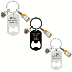 Stainless Steel Bottle Opener Keychain Wine Cup Pendant Key Ring