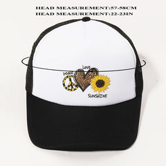 Leopard Sunflower Print Trucker Hat & Baseball Cap