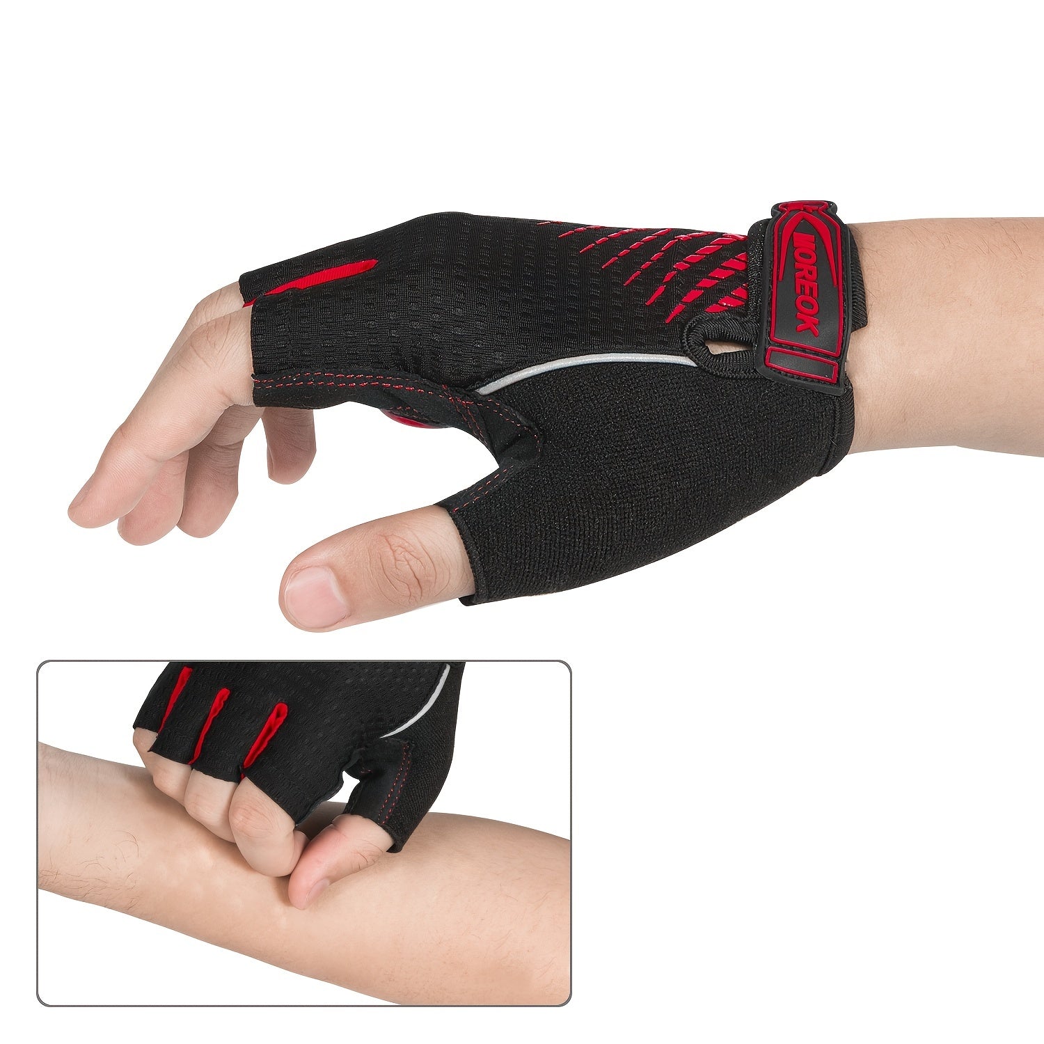 Liquid Gel Pad Cycling Gloves Red 5MM 0 19in for Men Women