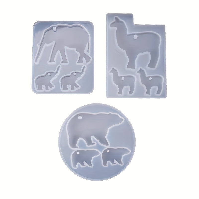 Animal Family Keychain Silicone Molds Set with Key Chain Rings