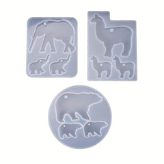 Animal Family Keychain Silicone Molds Set with Key Chain Rings