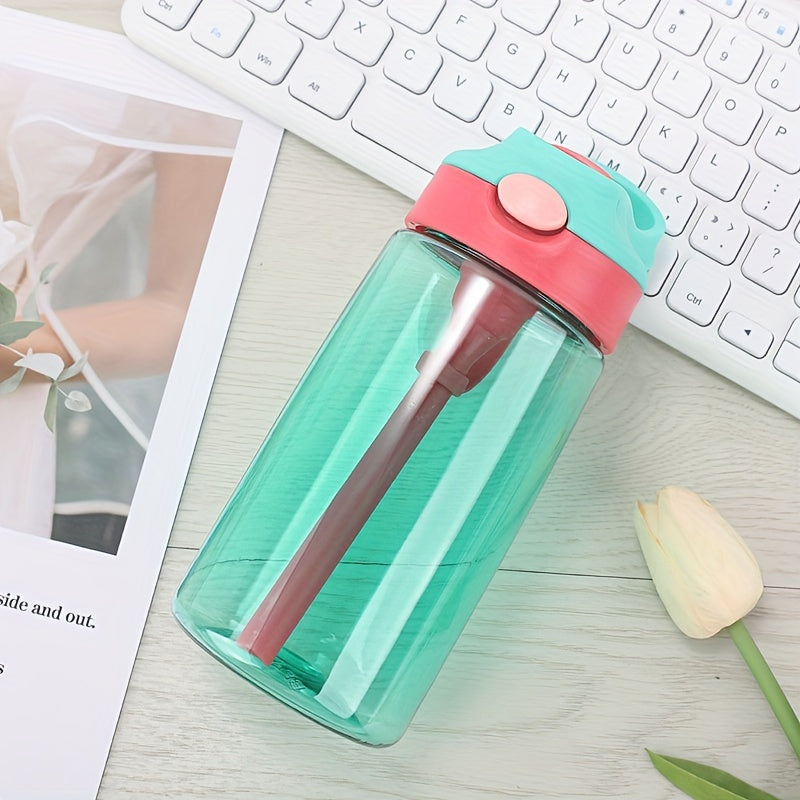 480ml Leakproof Cartoon Water Cup with Straw for Outdoor Sports