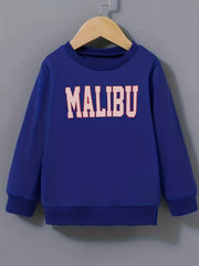Girls Letter Sweatshirt Round Neck Top Pullovers
