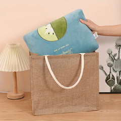 Retro Burlap Tote Bag Large Capacity Waterproof Handbag for Moms